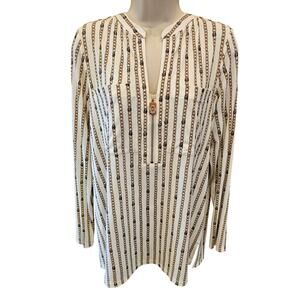 Michael kors gold chain print long sleeve Career office casual EUC M Stretch